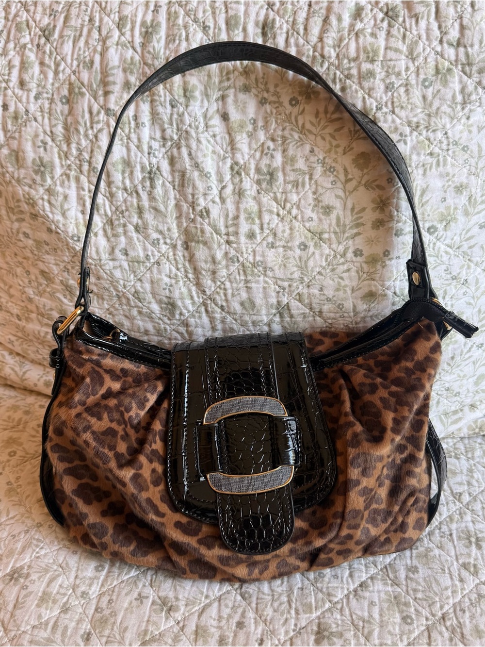 Apt 9 leopard print faux fur hobo bag with gold hardware